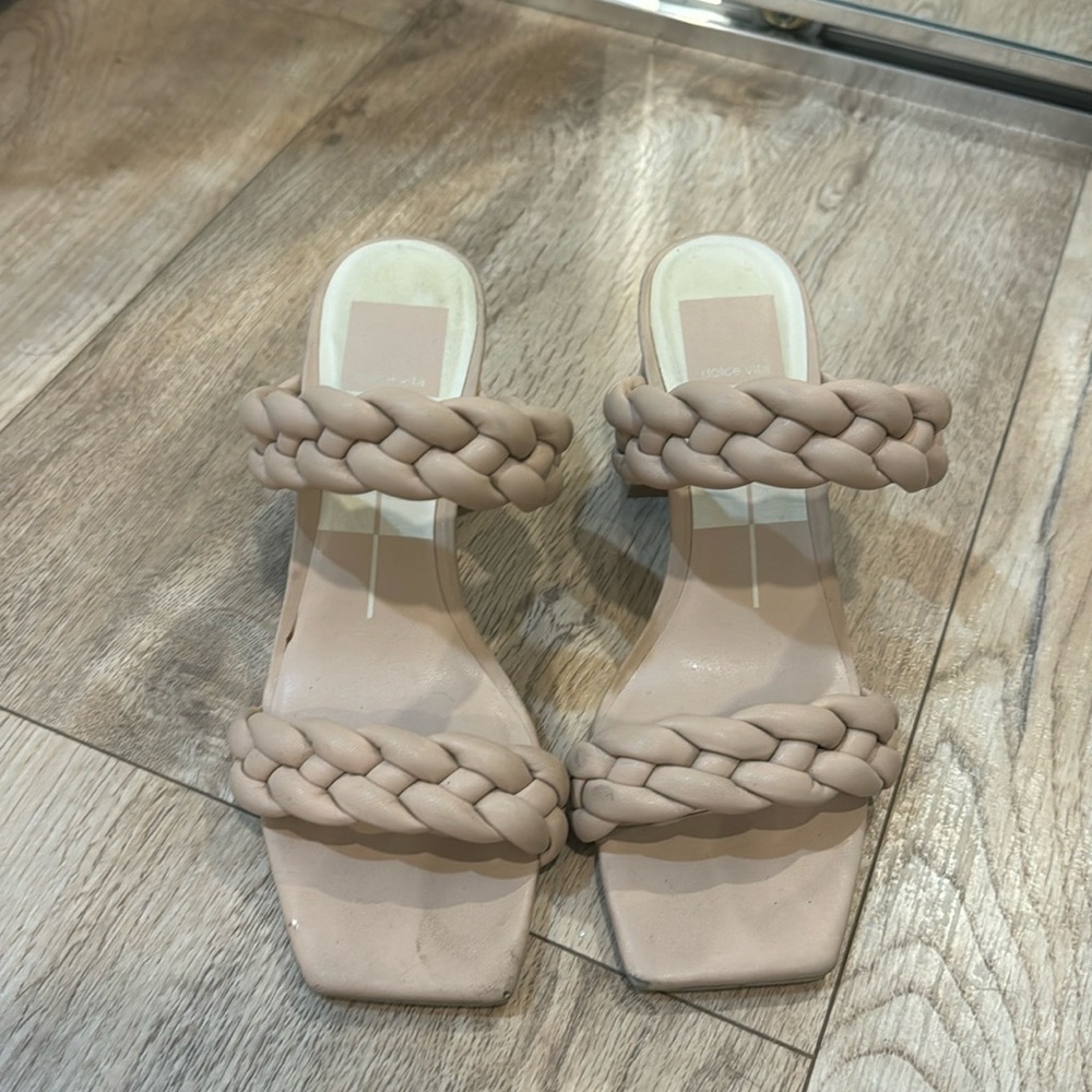 Dolce Vita nude braided block heels size 6